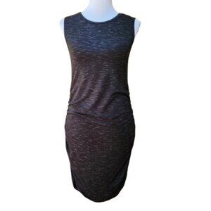 Antistar Black Marled Bodycon Dress Ruched Sides Sleeveless Crewneck